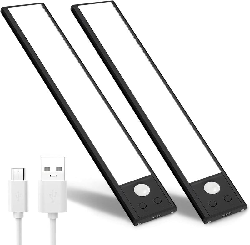 Rvhouse مصابيح خطوات RV تعمل بالحركة - عبوة 2، قابلة لإعادة الشحن عبر USB، 48 LED، مصابيح تخييم، قابلة للتعديل بـ 3 ألوان للسفر في المنزل المتنقل، مقطورات السفر، المخيم (أسود) - Image 1